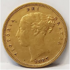 AUSTRALIA 1887 . HALF 1/2 SOVEREIGN . SYDNEY . GOLD